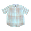 CHAPS Mens Blue & Brown Check Shirt S Casual Cotton Blend Short Sleeve