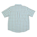 CHAPS Mens Blue & Brown Check Shirt S Casual Cotton Blend Short Sleeve