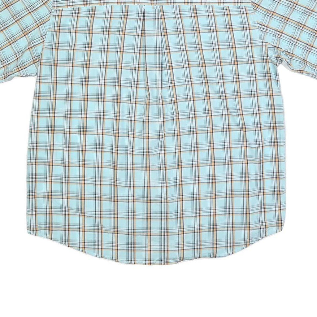 CHAPS Mens Blue & Brown Check Shirt S Casual Cotton Blend Short Sleeve