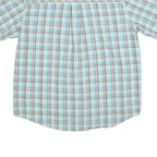 CHAPS Mens Blue & Brown Check Shirt S Casual Cotton Blend Short Sleeve