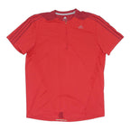 ADIDAS Mens Red & Maroon Modern T-Shirt L Short Sleeve 1/4 Zip Sportswear