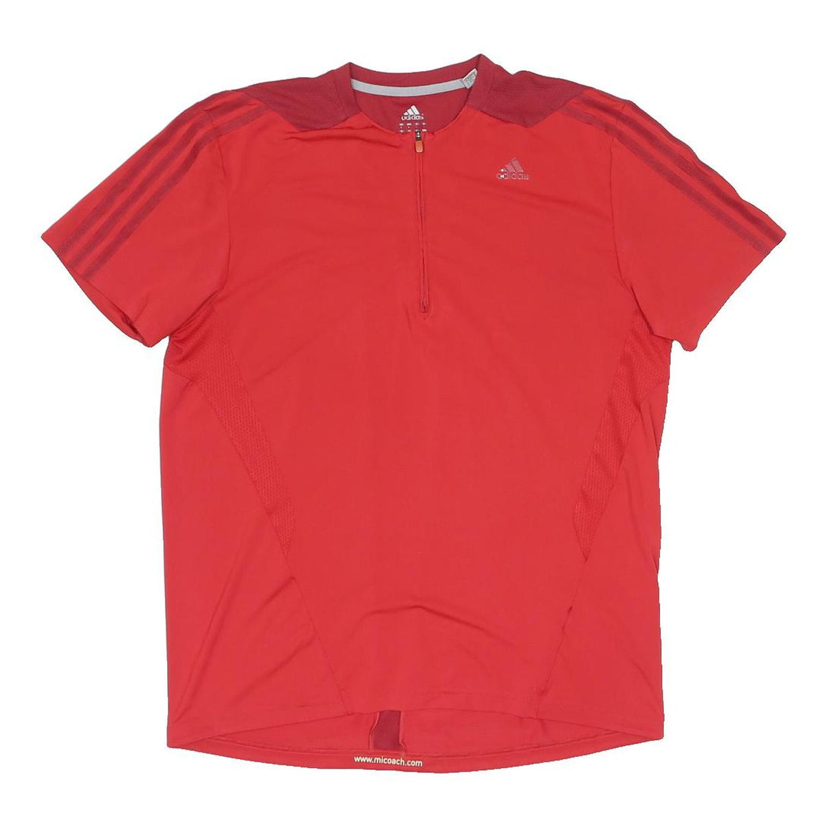 ADIDAS Mens Red & Maroon Modern T-Shirt L Short Sleeve 1/4 Zip Sportswear