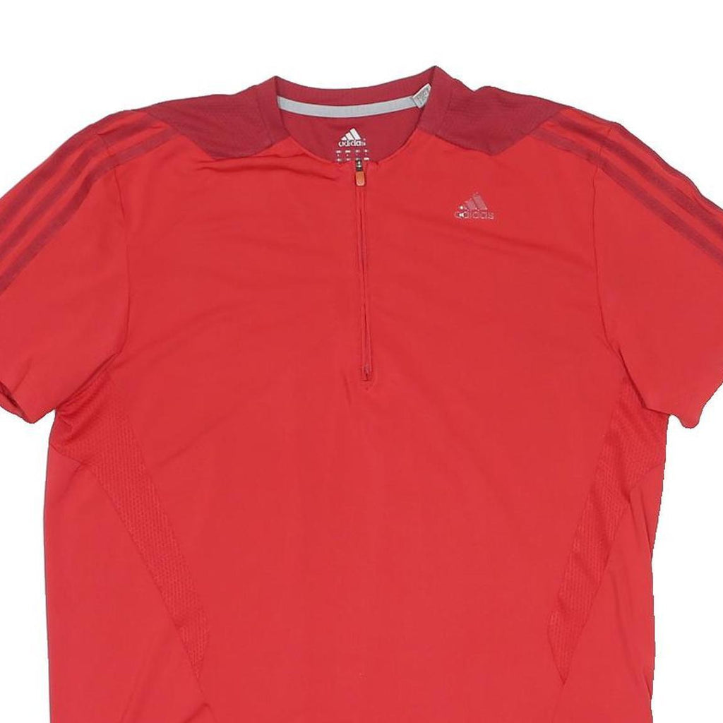 ADIDAS Mens Red & Maroon Modern T-Shirt L Short Sleeve 1/4 Zip Sportswear