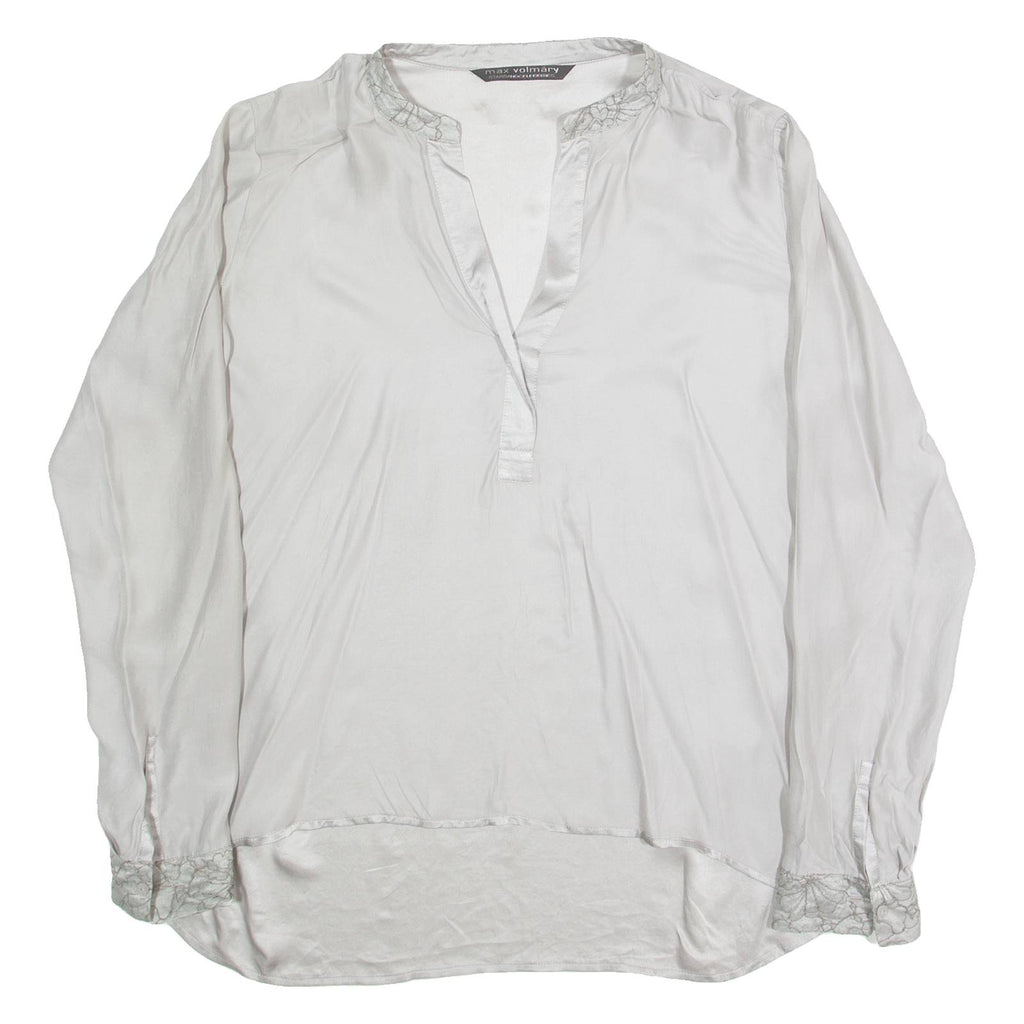 MAX VOLMARY Womens Blouse Grey V-Neck Long Sleeve 90s S