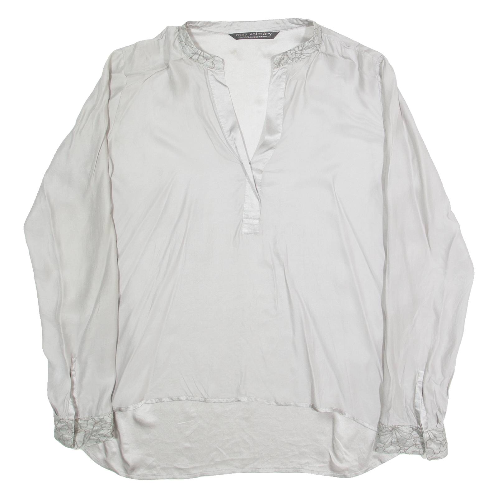 MAX VOLMARY Womens Blouse Grey V-Neck Long Sleeve 90s S
