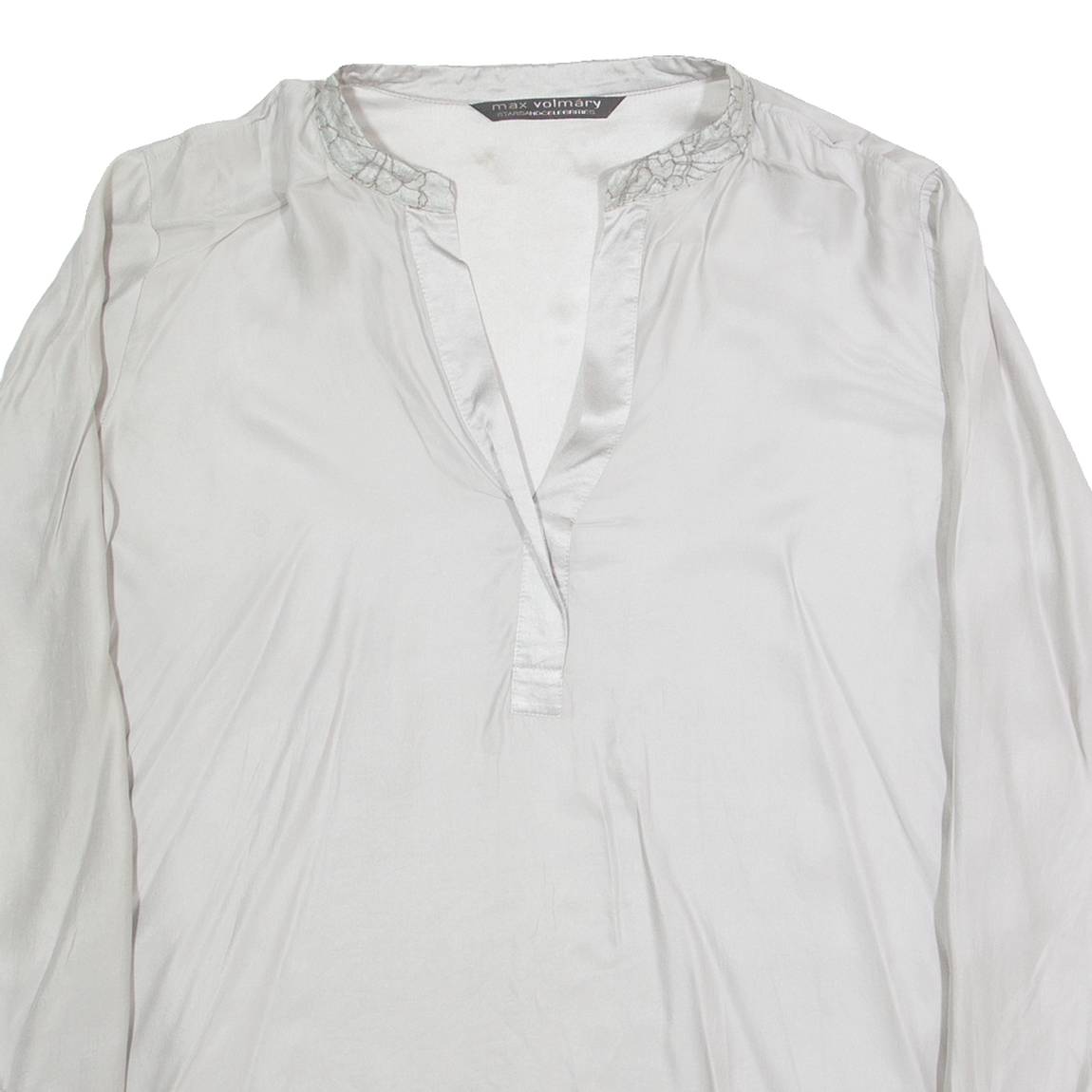 MAX VOLMARY Womens Blouse Grey V-Neck Long Sleeve 90s S