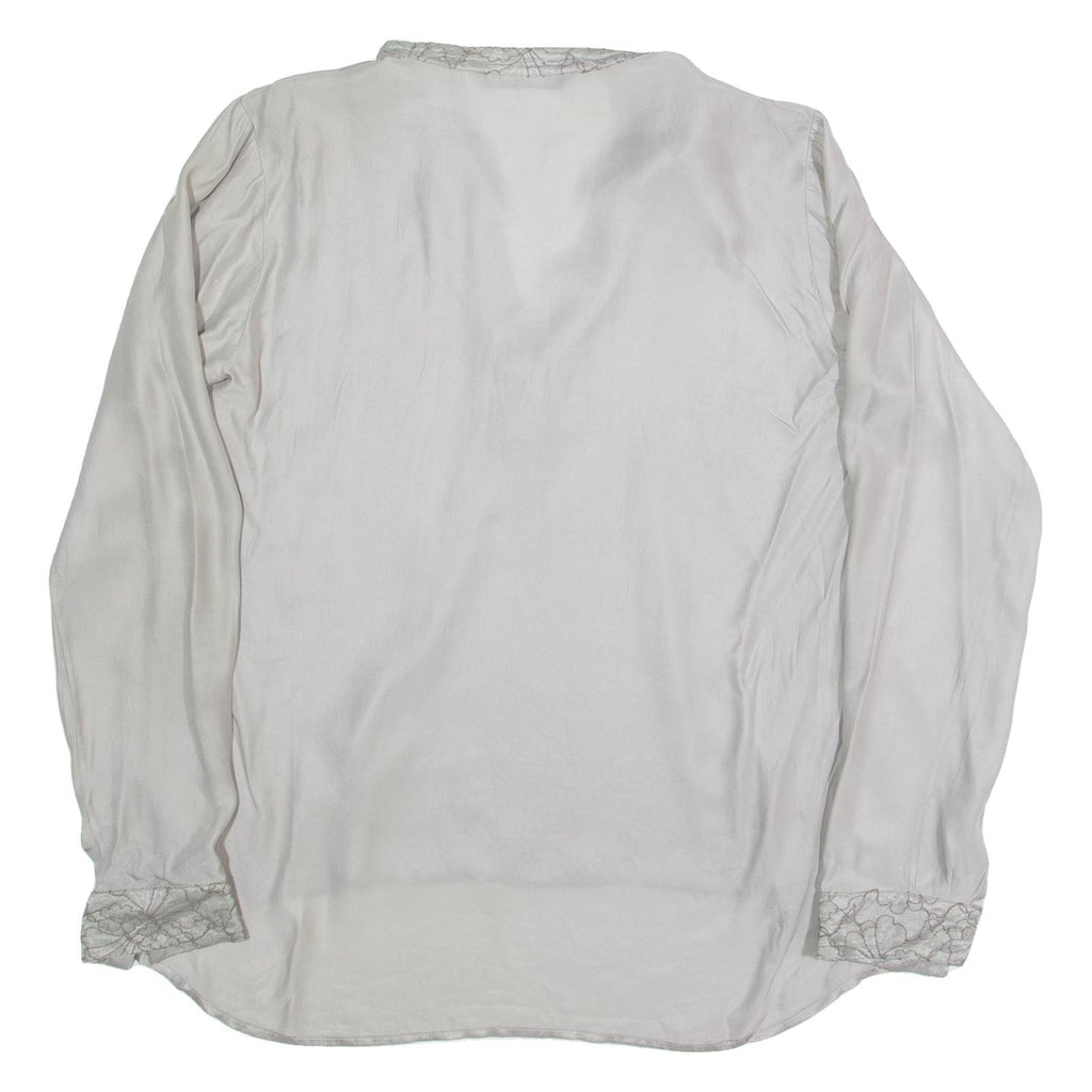 MAX VOLMARY Womens Blouse Grey V-Neck Long Sleeve 90s S