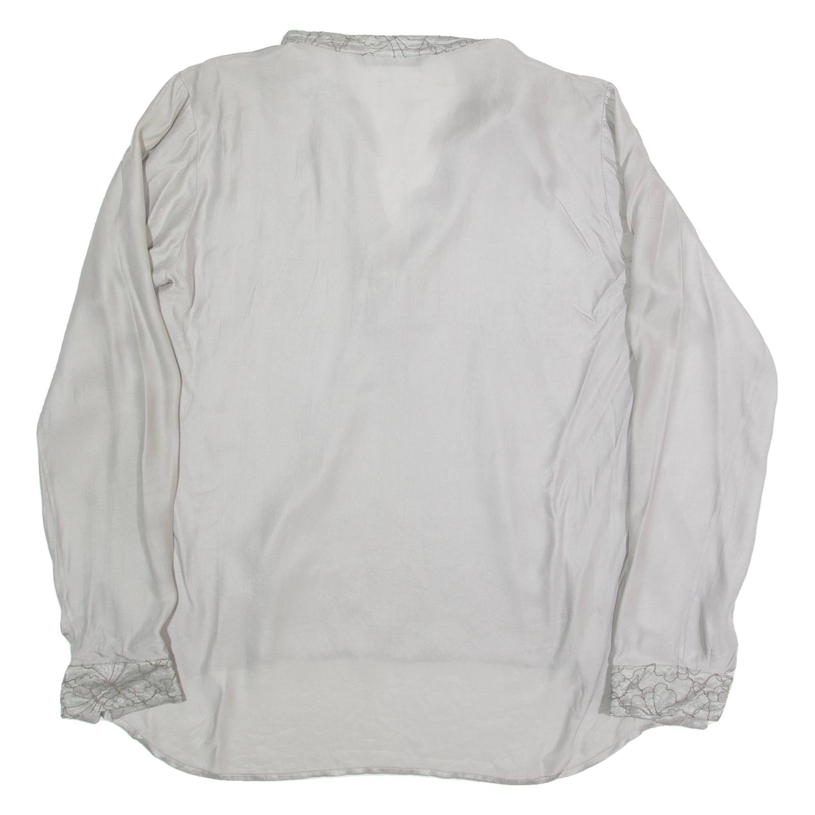 MAX VOLMARY Womens Blouse Grey V-Neck Long Sleeve 90s S