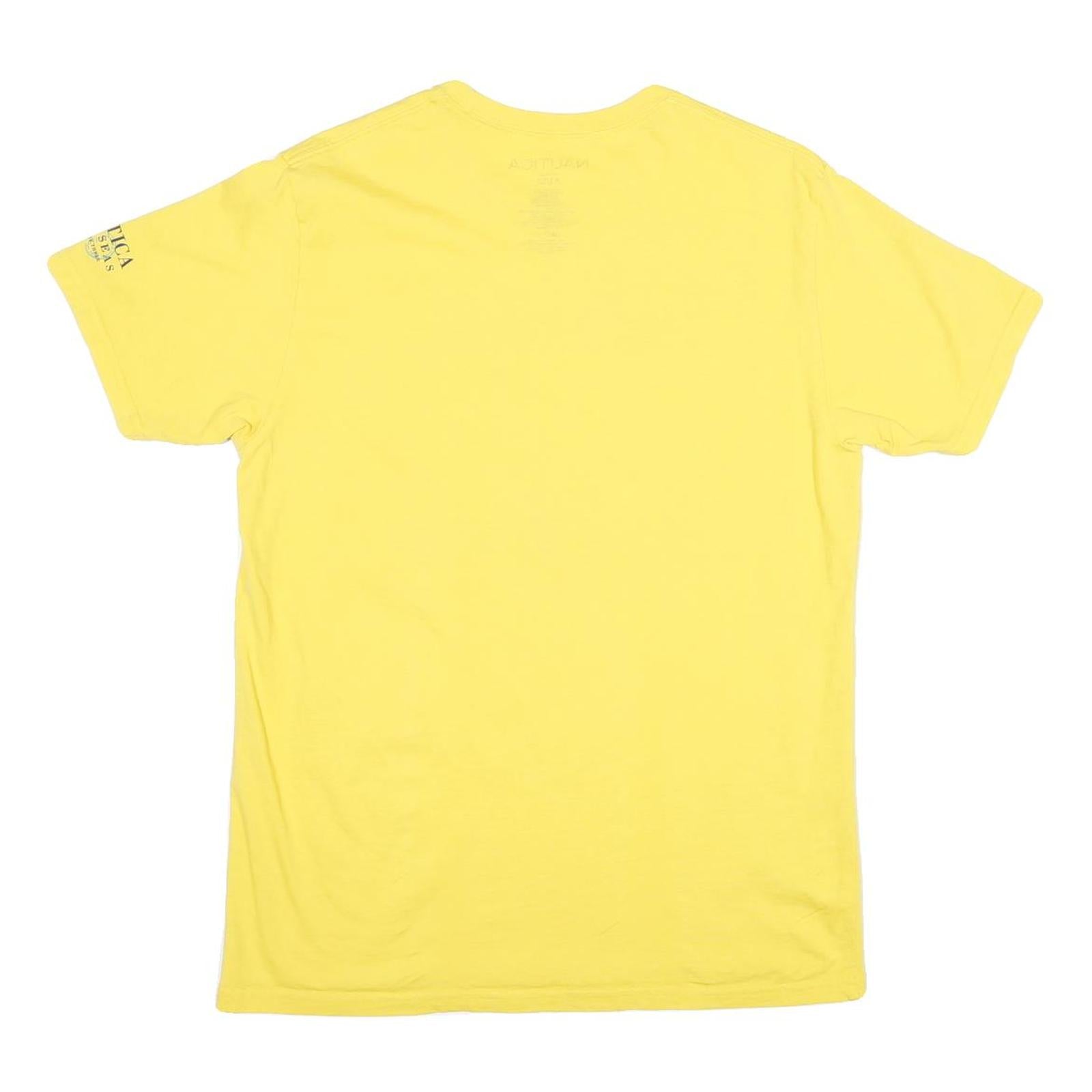 NAUTICA Mens Yellow Graphic T-Shirt M Short Sleeve Crew Neck Island Hopping