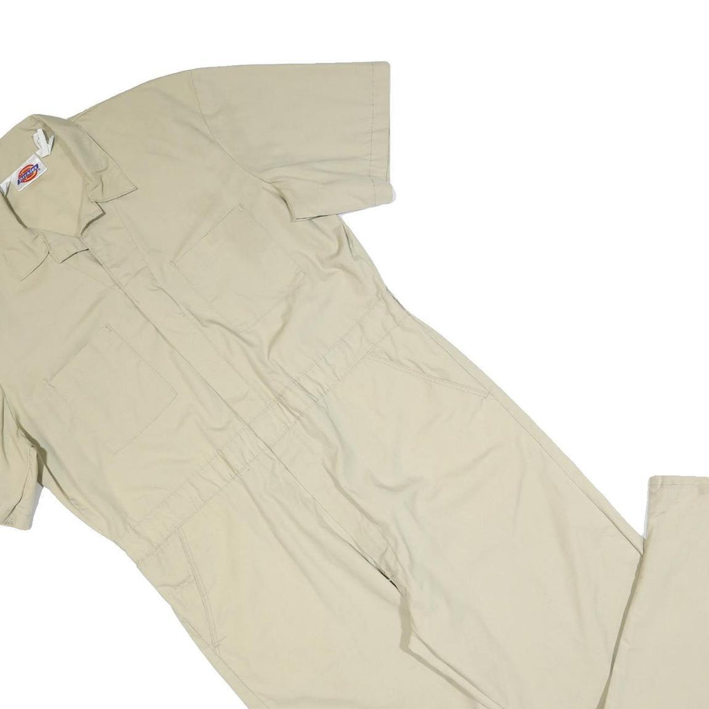 DICKIES Mens Beige Cotton Blend Dungarees Loose Fit XL W40 L30 Workwear