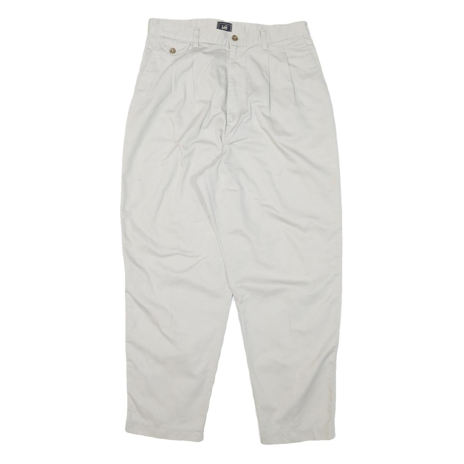 LEE Womens Cotton Blend White Relaxed Straight Trousers W30 L27 Casual Comfort