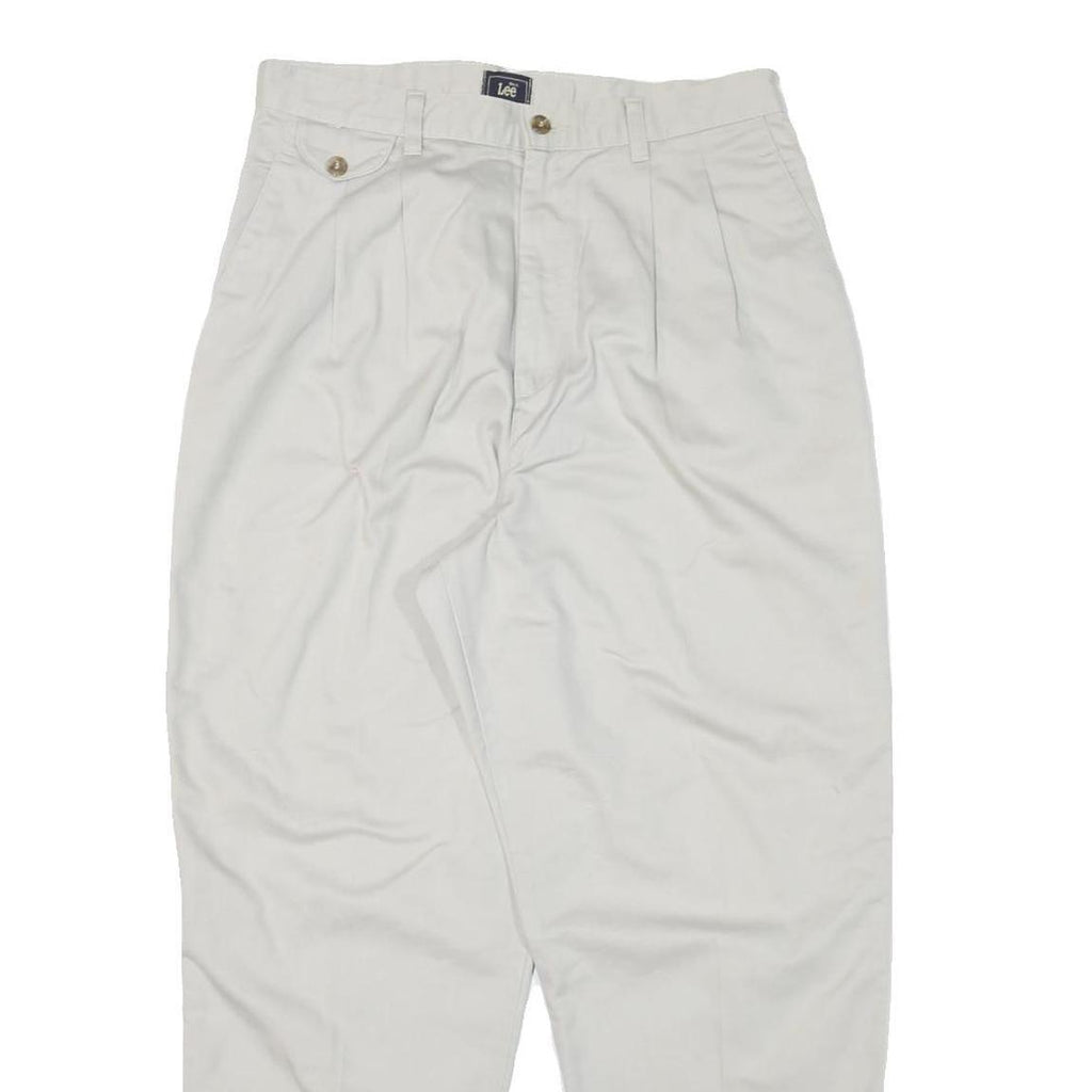 LEE Womens Cotton Blend White Relaxed Straight Trousers W30 L27 Casual Comfort