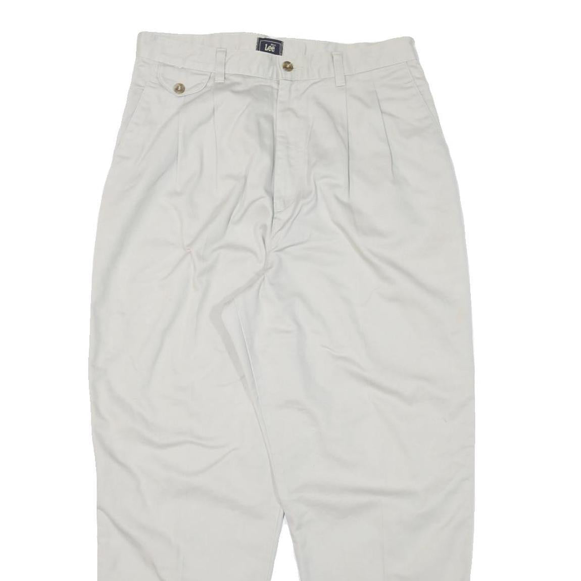 LEE Womens Cotton Blend White Relaxed Straight Trousers W30 L27 Casual Comfort