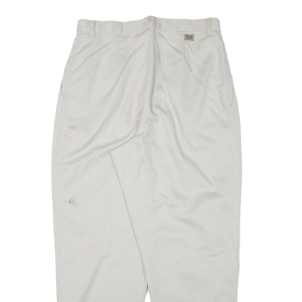 LEE Womens Cotton Blend White Relaxed Straight Trousers W30 L27 Casual Comfort