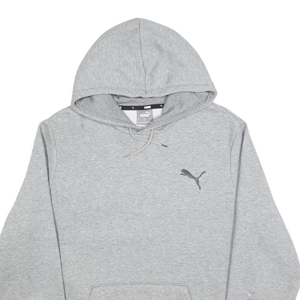 PUMA Mens Grey Hoodie L Cotton Pullover Drawstring Hood Casual Sweatshirt
