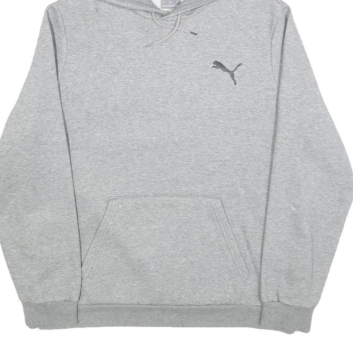 PUMA Mens Grey Hoodie L Cotton Pullover Drawstring Hood Casual Sweatshirt