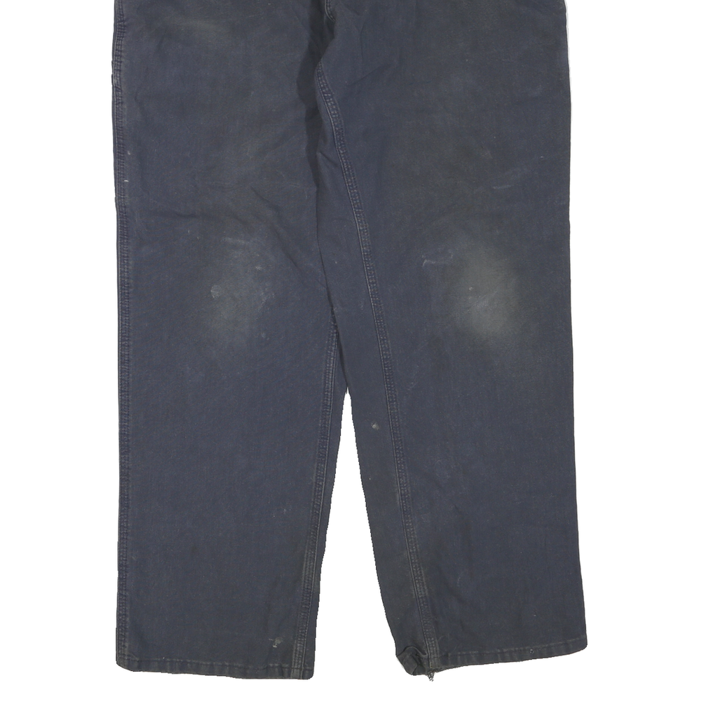 CARHARTT Mens Regular Fit Navy Blue Cotton Blend Work Trousers W36 L32 Durable