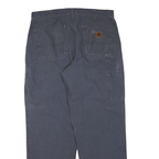 CARHARTT Mens Regular Fit Navy Blue Cotton Blend Work Trousers W36 L32 Durable