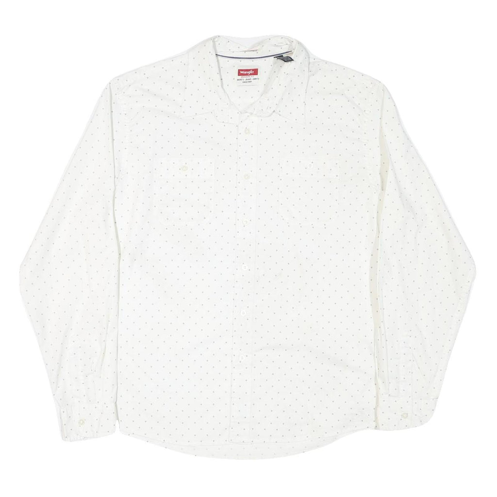 WRANGLER Mens White Shirt XL Cotton Blend Lightweight Casual Long Sleeve Button