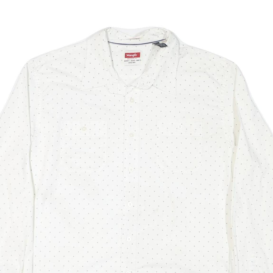 WRANGLER Mens White Shirt XL Cotton Blend Lightweight Casual Long Sleeve Button