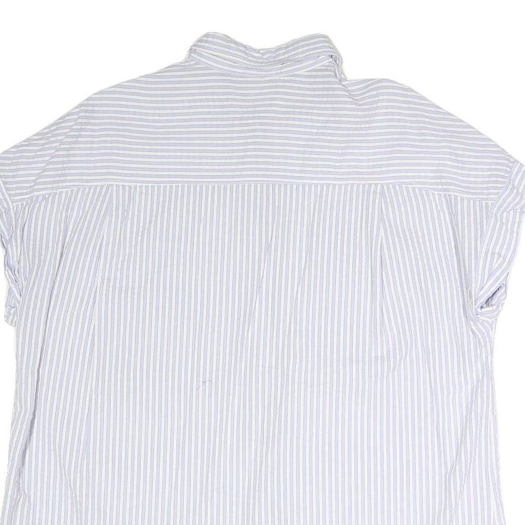 ZARA Womens Blue & White Striped Shirt Short Sleeve Collared L Casual Summer