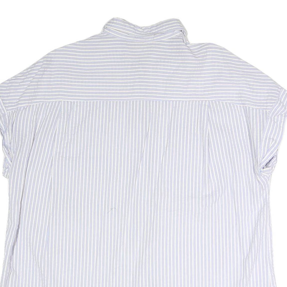 ZARA Womens Blue & White Striped Shirt Short Sleeve Collared L Casual Summer