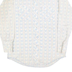 Mens Cream & Blue Patterned Shirt L Cotton Blend Long Sleeve Casual Comfortable