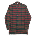 Mens Green Brown Check Cotton Button Shirt M Classic Long Sleeve Retro