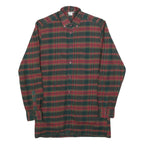 Mens Green Brown Check Cotton Button Shirt M Classic Long Sleeve Retro