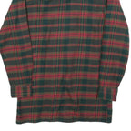 Mens Green Brown Check Cotton Button Shirt M Classic Long Sleeve Retro