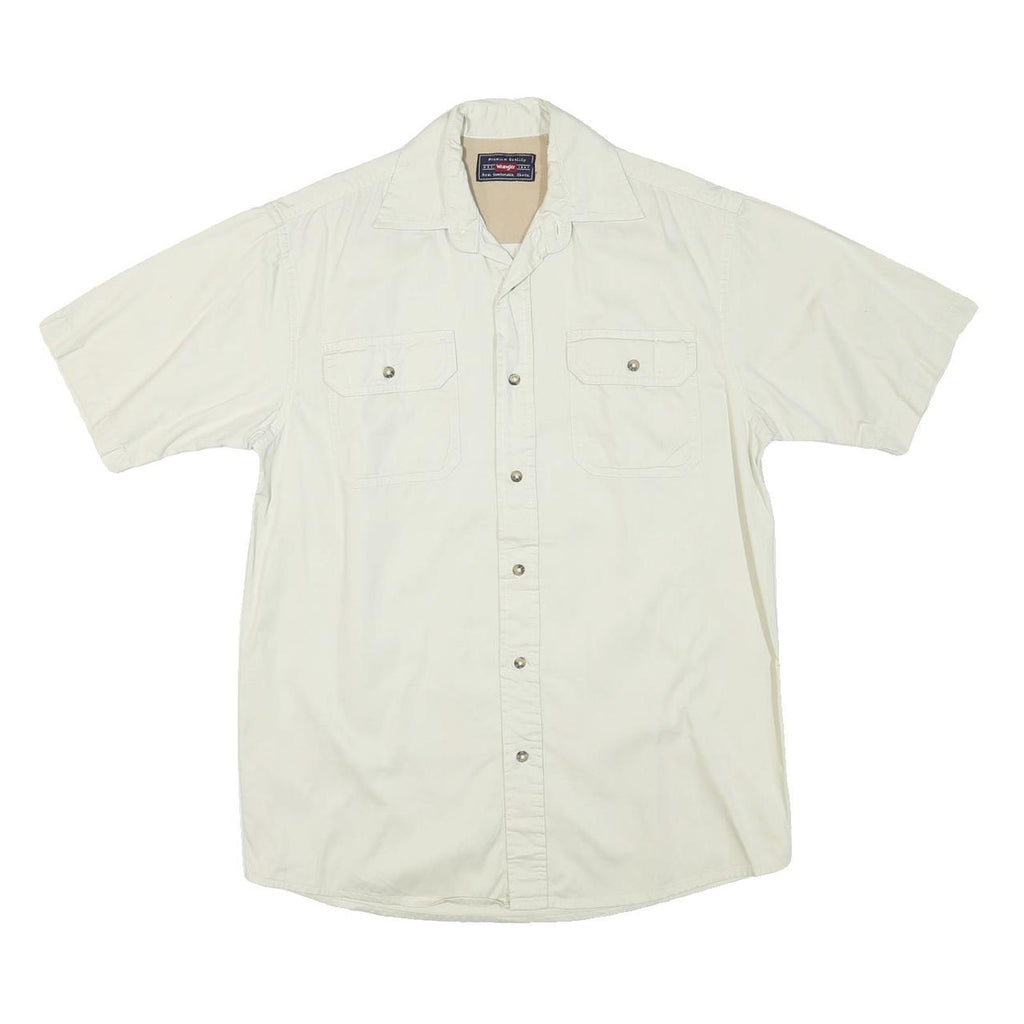 WRANGLER Mens White Short Sleeve Shirt S Button Pocket Casual Cotton Blend