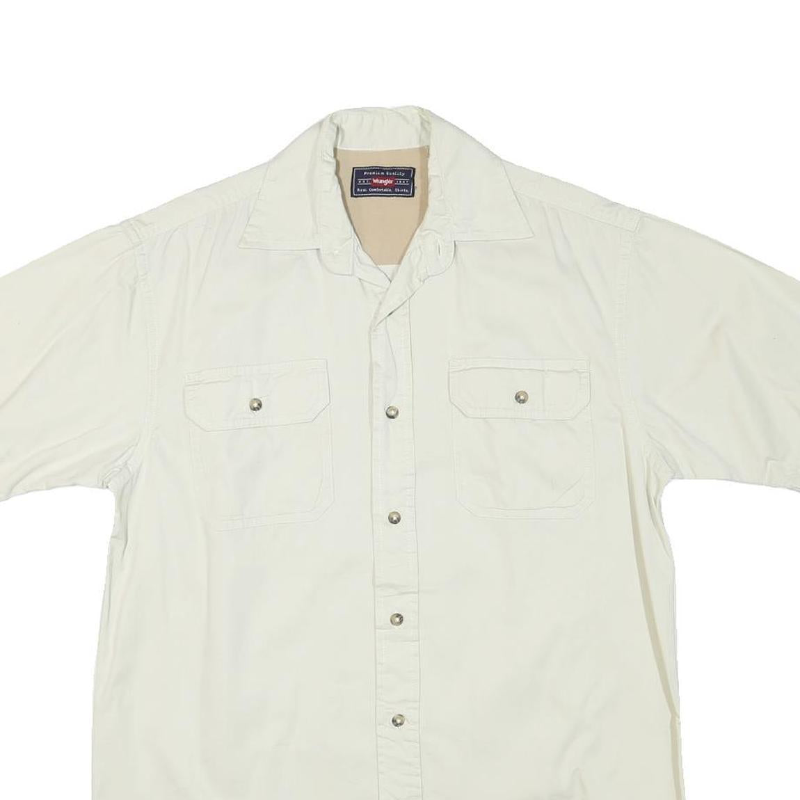 WRANGLER Mens White Short Sleeve Shirt S Button Pocket Casual Cotton Blend