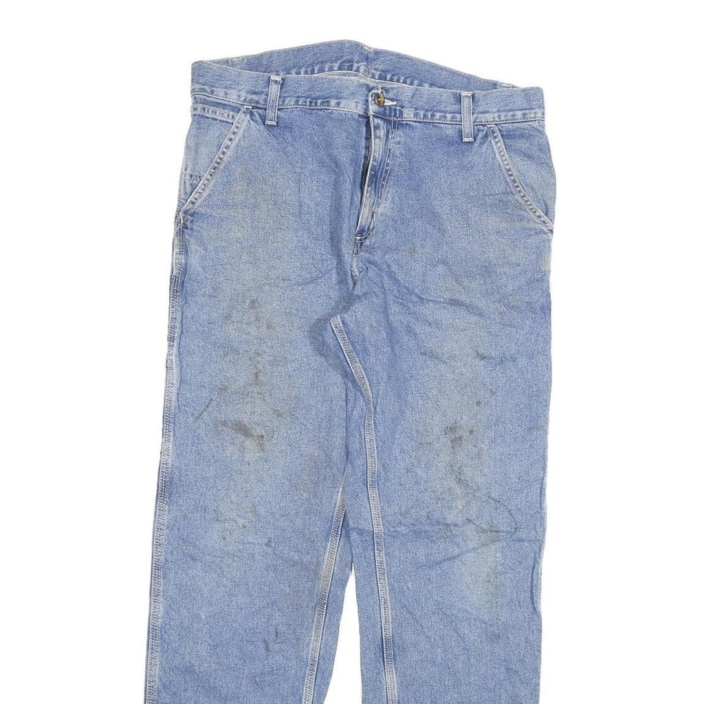 CARHARTT Mens Regular Fit Denim Blue Jeans W32 L32 Workwear Utility Zip Pocket