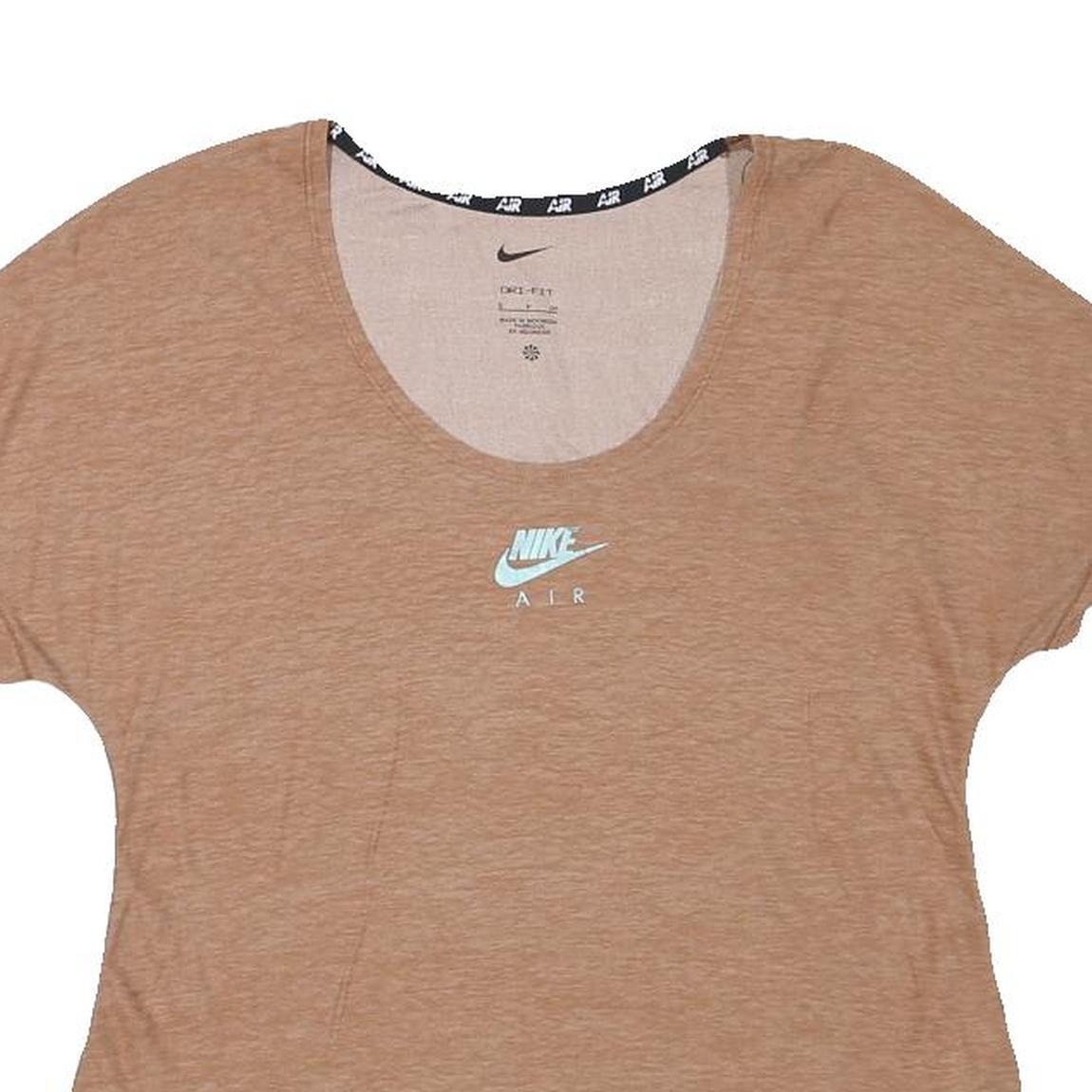 NIKE Mens Brown Dri-Fit T-Shirt S Short Sleeve Round Neck Lightweight Sport