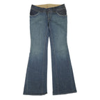 Womens Regular Fit Flared Denim Cotton Blend Blue Jeans W32 L35 Classic Style