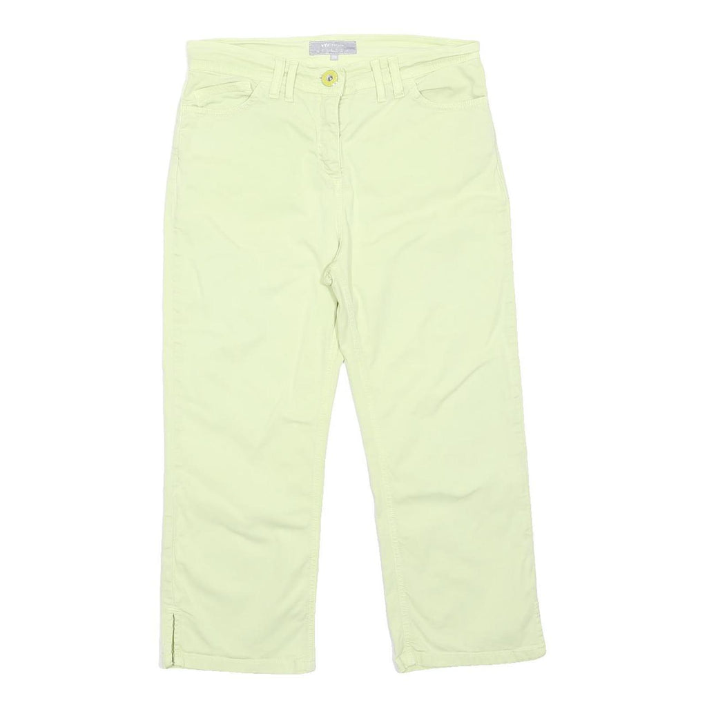 PER UNA Womens Cotton Blend Pale Yellow Regular Fit Straight Trousers W30 L22