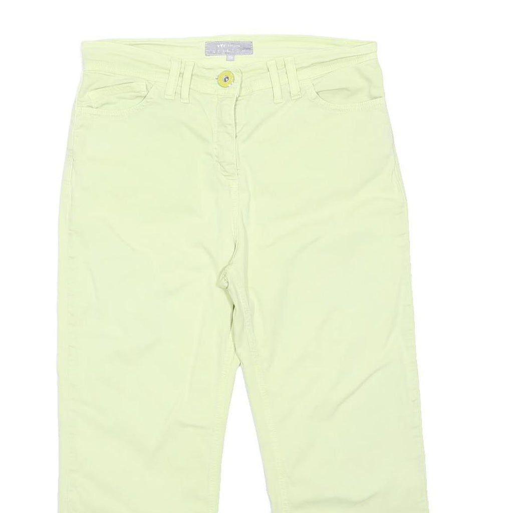 PER UNA Womens Cotton Blend Pale Yellow Regular Fit Straight Trousers W30 L22