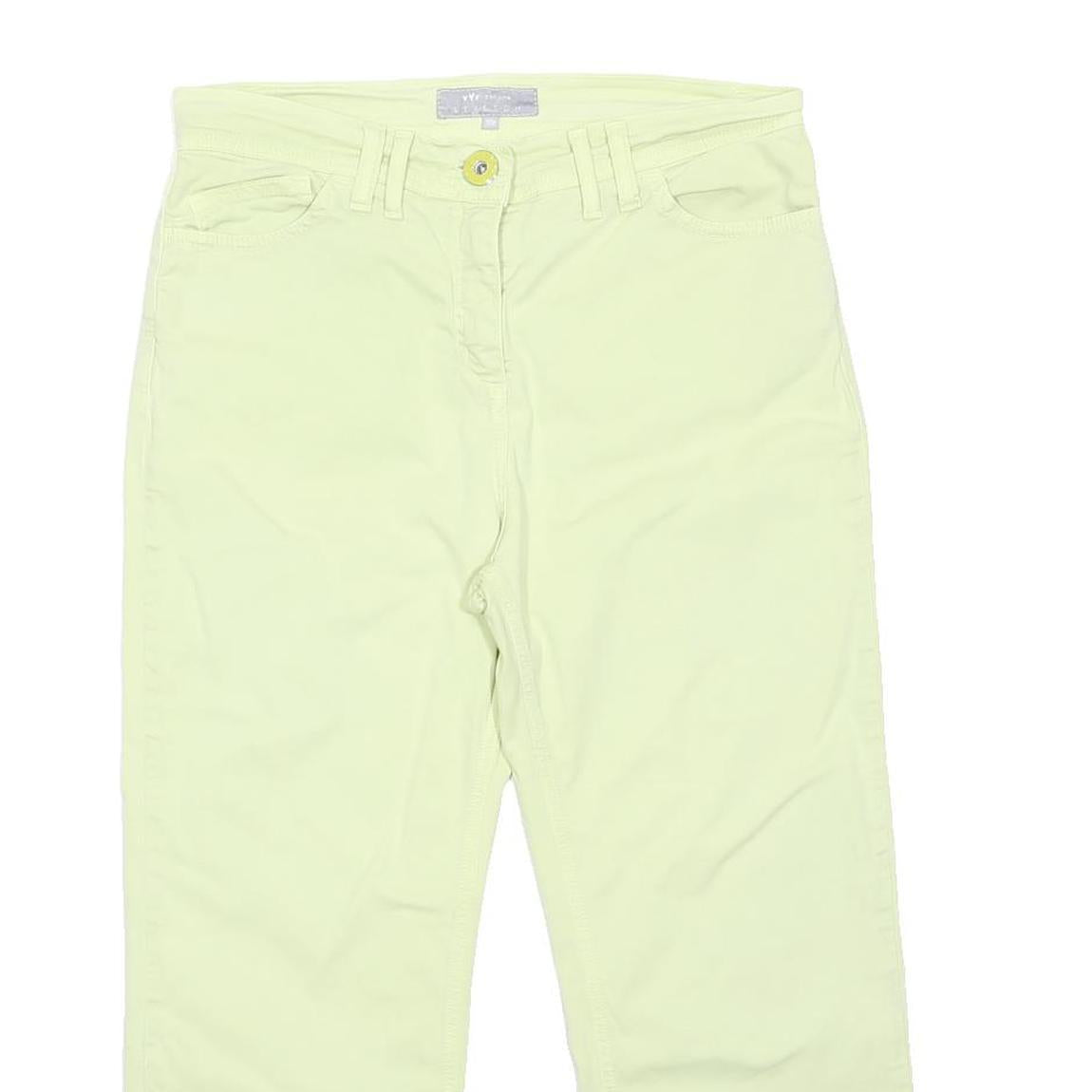 PER UNA Womens Cotton Blend Pale Yellow Regular Fit Straight Trousers W30 L22
