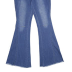 Womens Relaxed Fit Blue Denim Flared Cotton Blend Jeans W26 L32 Elastic Waist