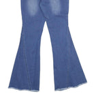 Womens Relaxed Fit Blue Denim Flared Cotton Blend Jeans W26 L32 Elastic Waist