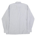 MONN Mens White & Blue Striped Shirt L Cotton Long Sleeve Button Casual