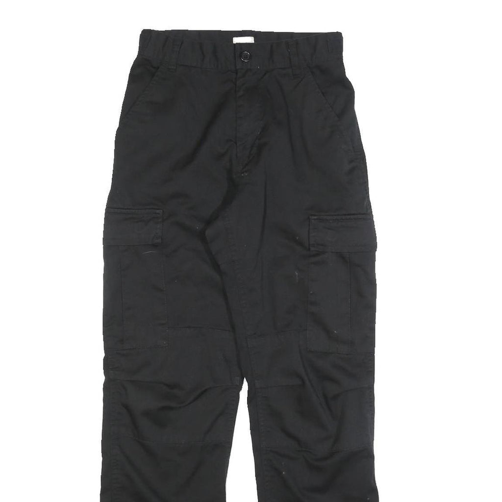 JOHN GALT Boys Cotton Blend Black Relaxed Straight Trousers W25 L29 Cargo Pocket