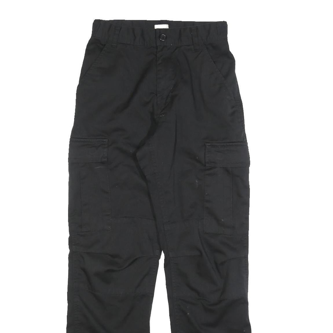 JOHN GALT Boys Cotton Blend Black Relaxed Straight Trousers W25 L29 Cargo Pocket