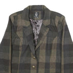 MISS ASHLEY Womens Green & Brown Checked Tailored Jacket XL Wool Blend Button