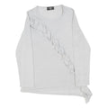 AX PARIS Womens Grey Ruffle Detail Long Sleeve Crew Neck Top M Cotton Blend