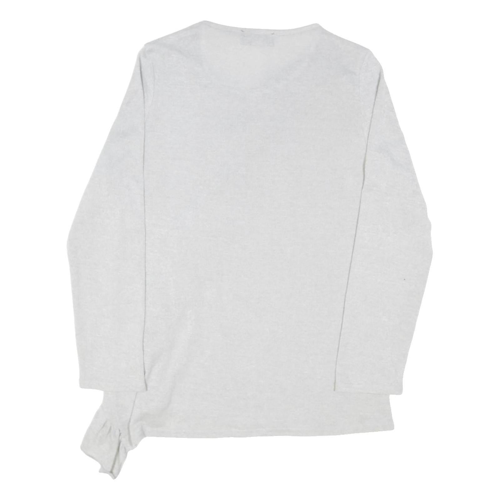 AX PARIS Womens Grey Ruffle Detail Long Sleeve Crew Neck Top M Cotton Blend