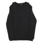 HUGO BOSS Womens Black Plain Jumper Crew Neck Basic Knit L Soft Casual