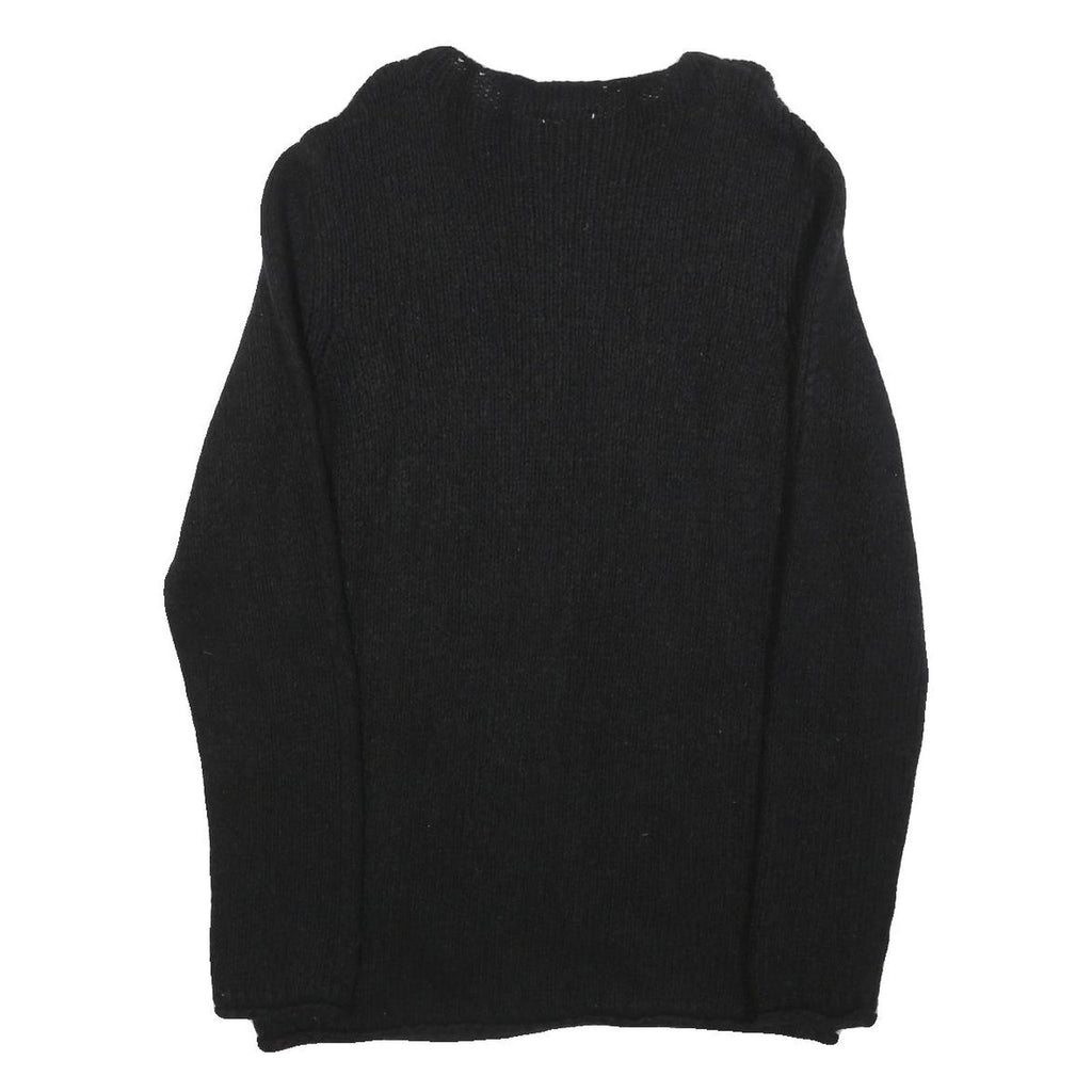HUGO BOSS Womens Black Plain Jumper Crew Neck Basic Knit L Soft Casual