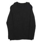 HUGO BOSS Womens Black Plain Jumper Crew Neck Basic Knit L Soft Casual