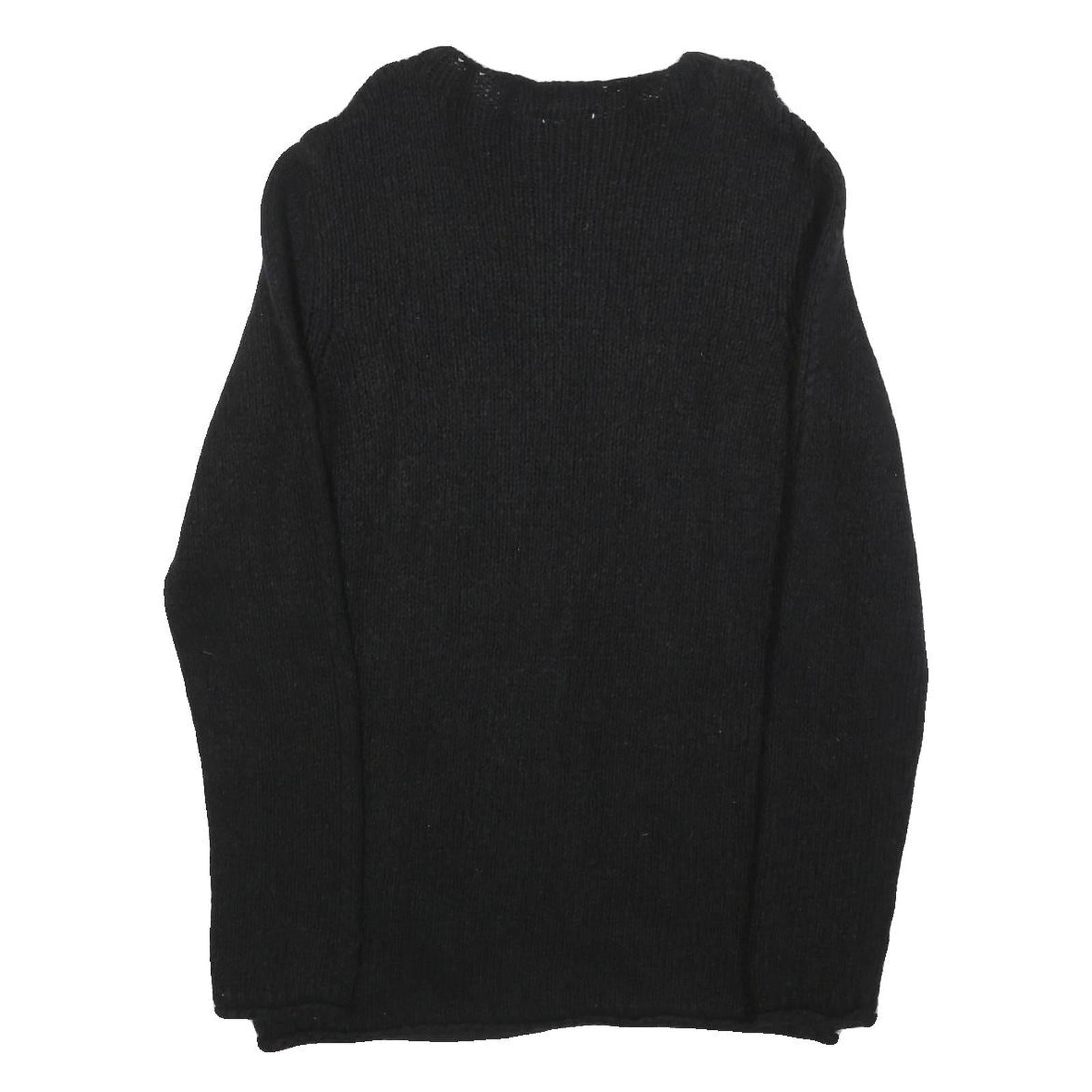 HUGO BOSS Womens Black Plain Jumper Crew Neck Basic Knit L Soft Casual